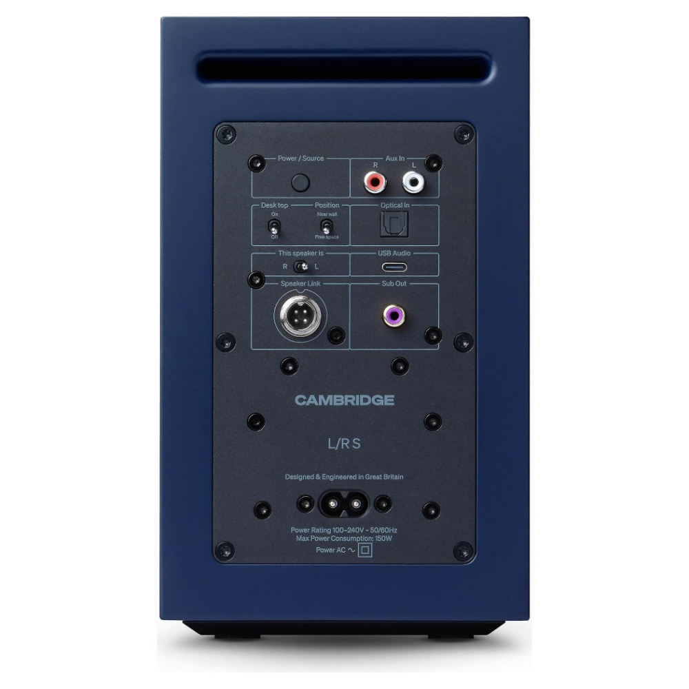 Cambridge Audio L/R S kompakta aktiva stereohögtalare, blått par