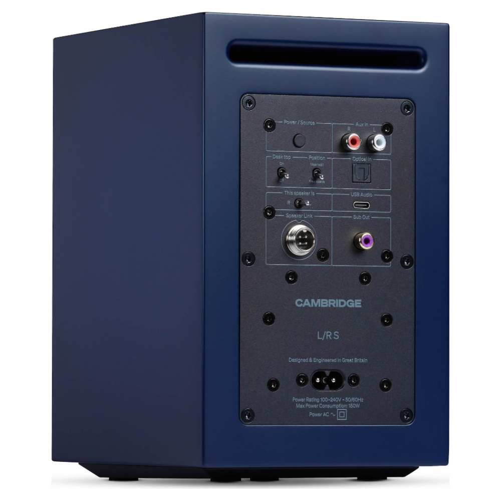 Cambridge Audio L/R S kompakta aktiva stereohögtalare, blått par