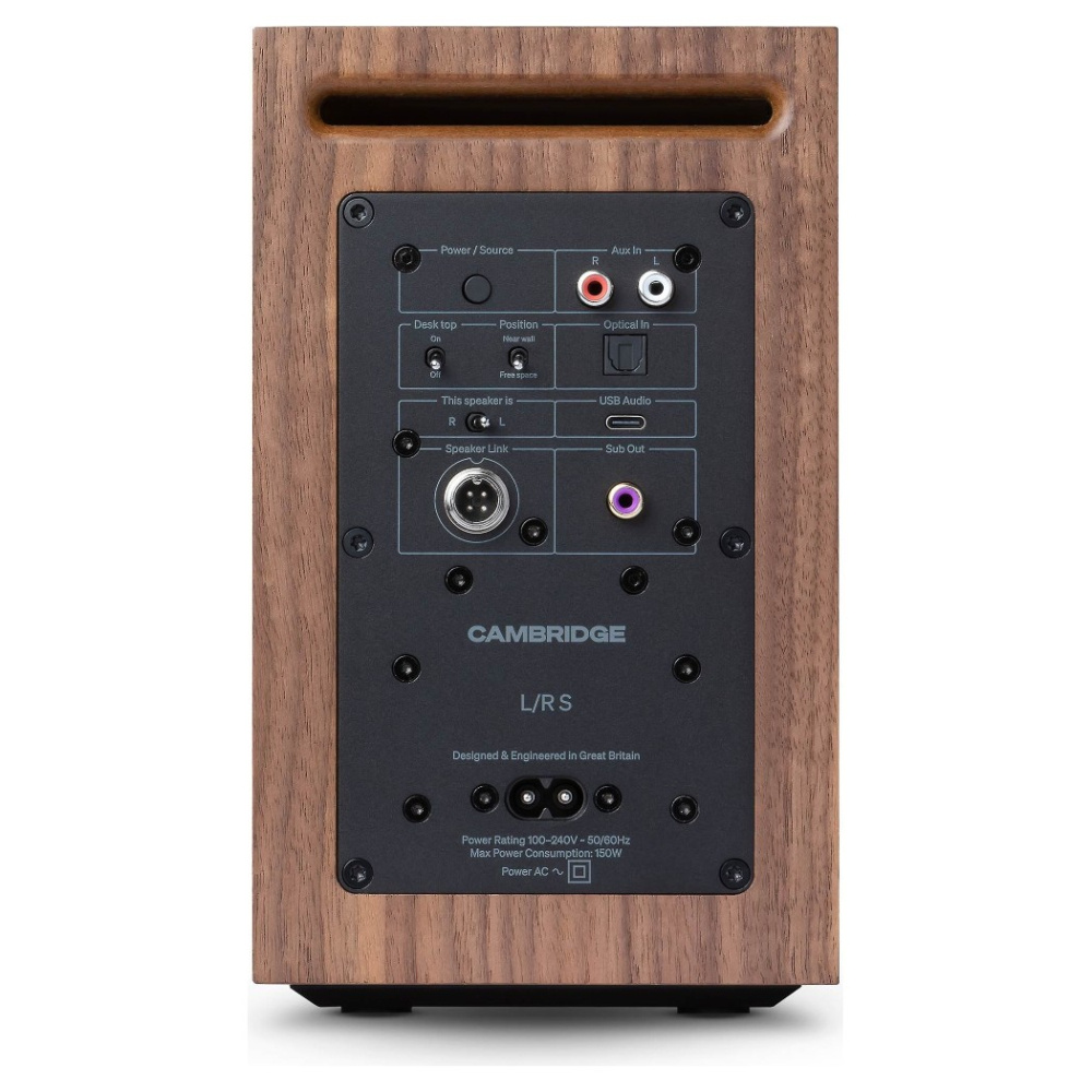 Cambridge Audio L/R S kompakta aktiva stereohögtalare, valnöt par