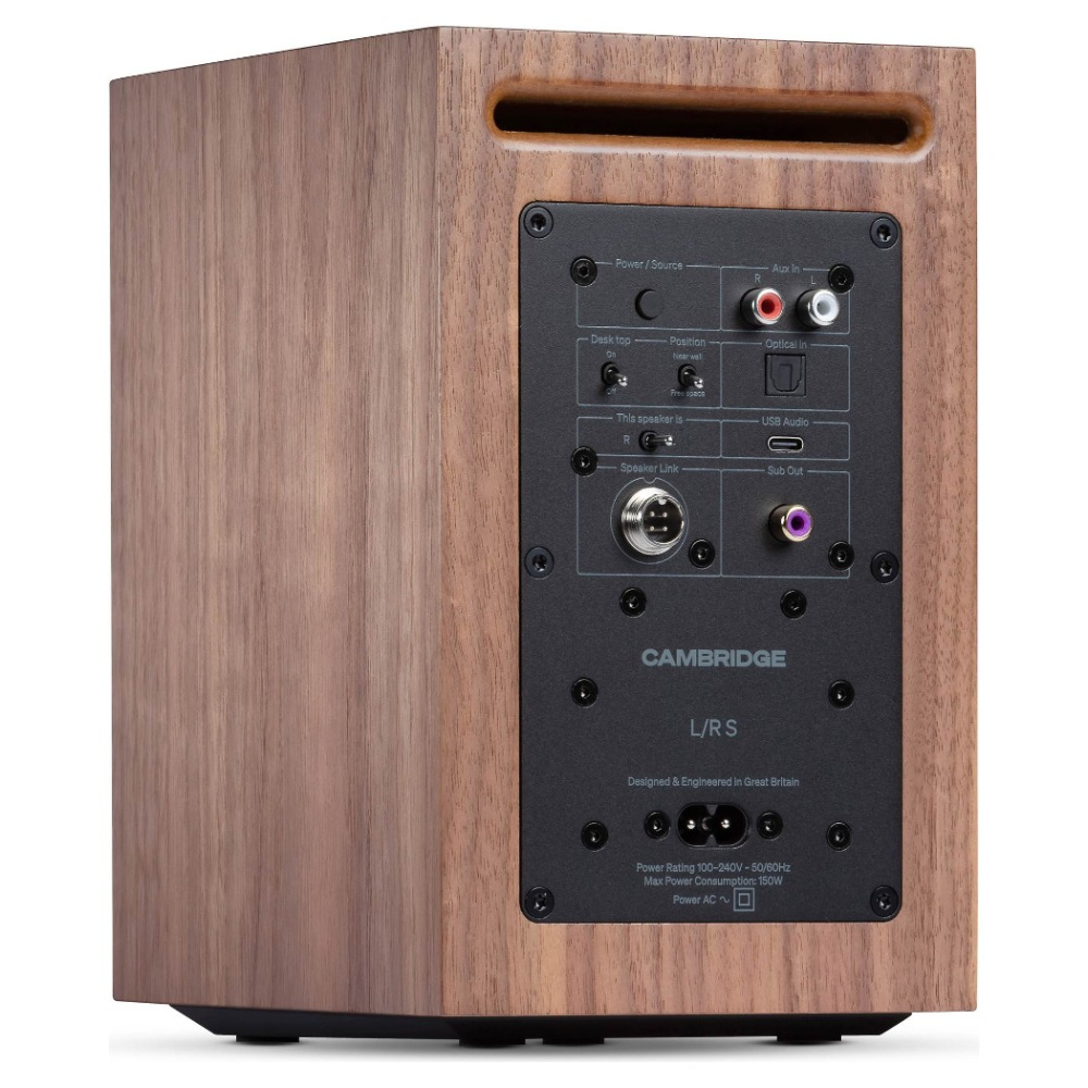 Cambridge Audio L/R S kompakta aktiva stereohögtalare, valnöt par