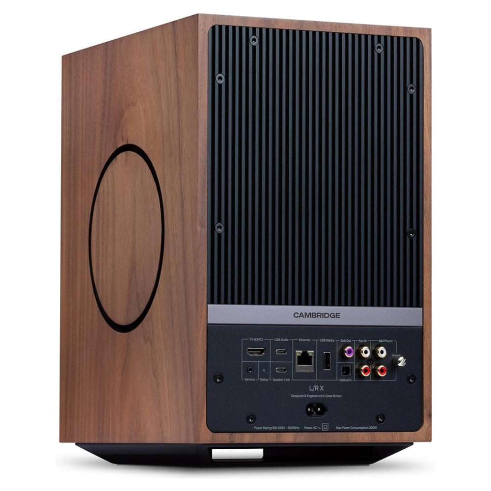 Cambridge Audio L/R X aktiva stereohögtalare med nätverk, valnöt par