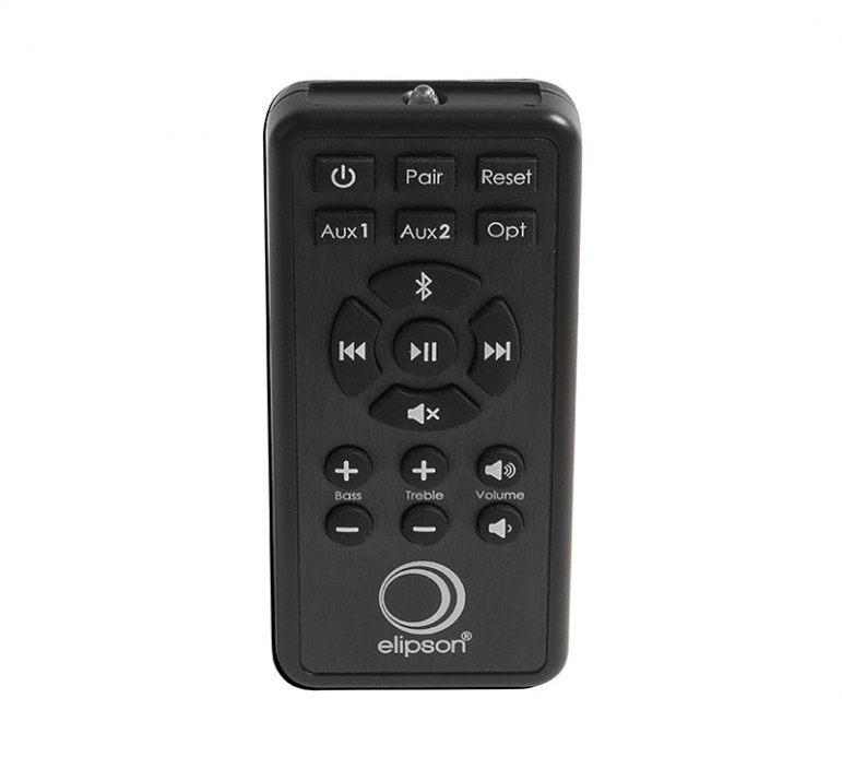 Fjärrkontroll med knappar för att styra Elipson Prestige Facet 6B BT högtalare.