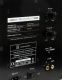 Elipson Prestige Facet Sub 8, svart Baksidan av en svart subwoofer med kontroller och teknisk information.