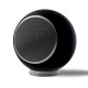 Elipson Planet L klothögtalare, svart par Rund, svart högtalare med silverdetaljer och fint galler.