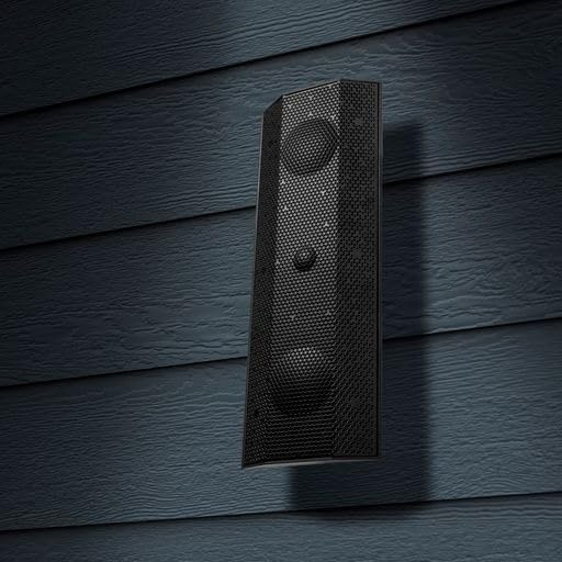 Aktiv WiFi-högtalare i svart, väggmonterad design.