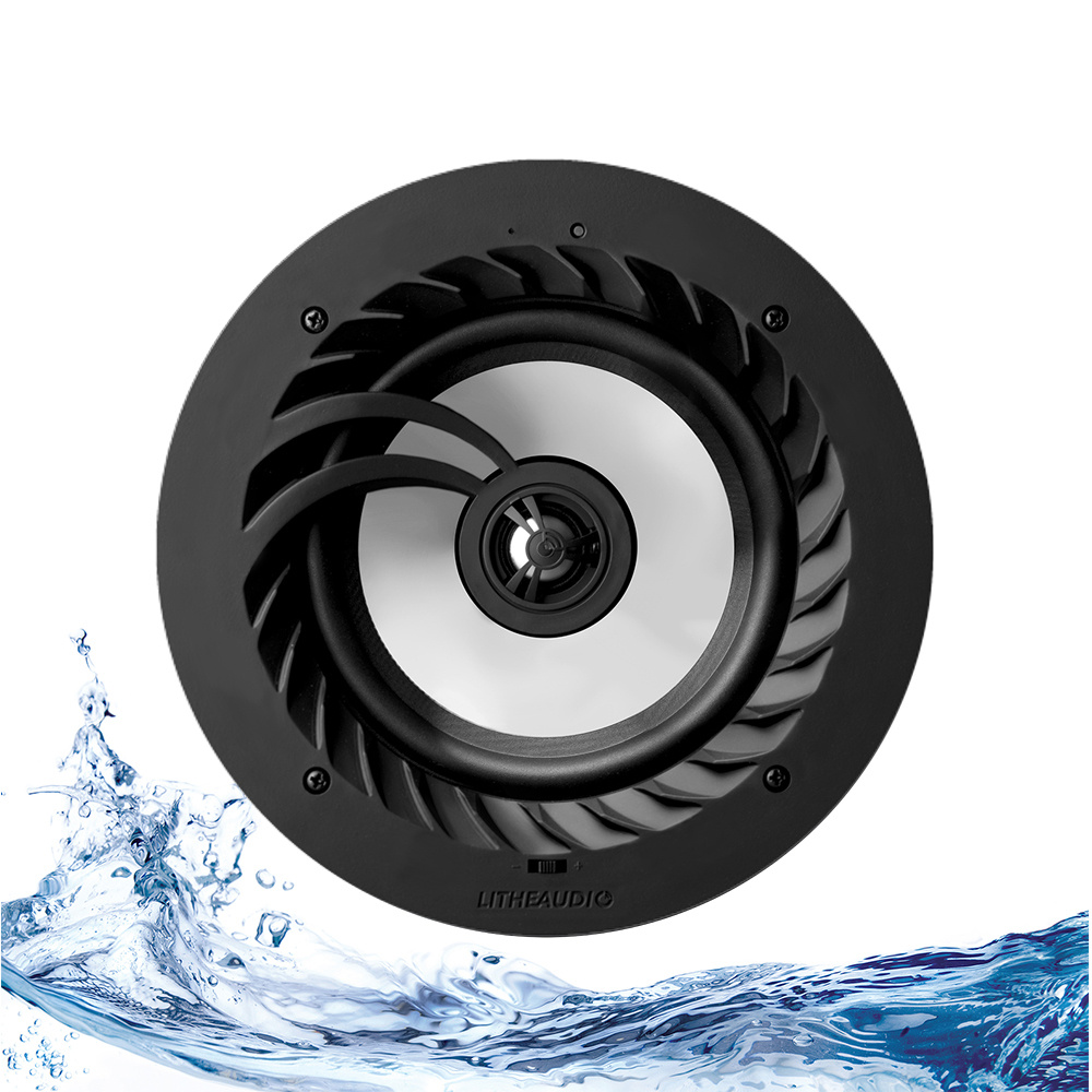 In-Ceiling högtalare med IP44 skydd, designad för fuktiga miljöer.