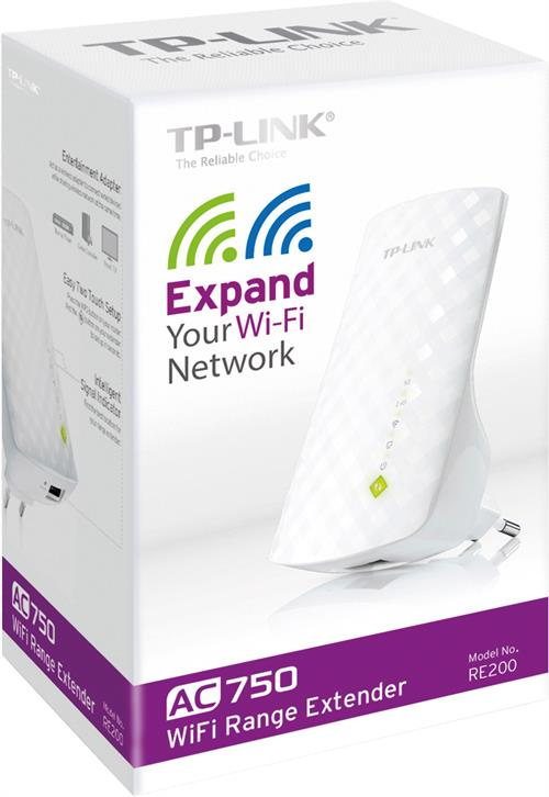 En ask för TP-Link RE200 trådlös accesspunkt med installationsinformation.