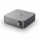 WiiM Amp streaming-/multiroomförstärkare, mörkgrå En mörkgrå streaming-/multiroomförstärkare med en kontrollknapp och logotyp.