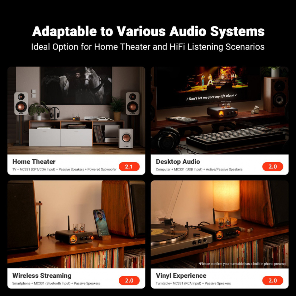 Fosi Audio MC331 rörbestyckad förstärkare