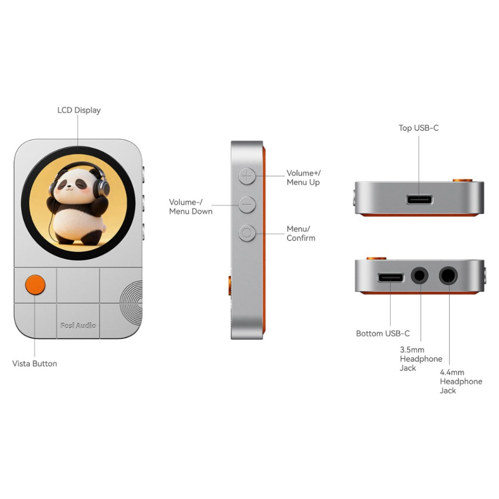Fosi Audio MD3 bärbar magnetisk DAC/hörlursförstärkare, silver