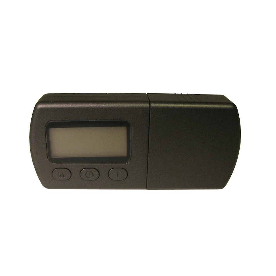 En svart elektronisk tonarmsvåg med digital display och knappar.