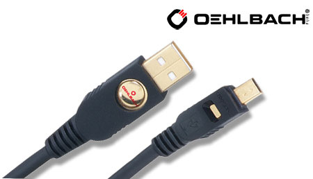 USB-kabel av typen A till Mini, svart med kontaktförbindelser.