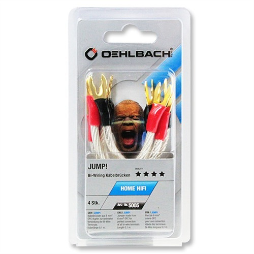 Kabeljumpers för ljudsystem i paket med fyra stycken.