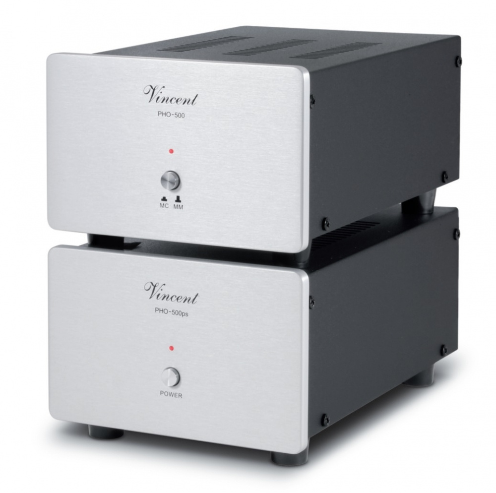 RIAA-steg i silver, kompakt design med USB, två enheter staplade.