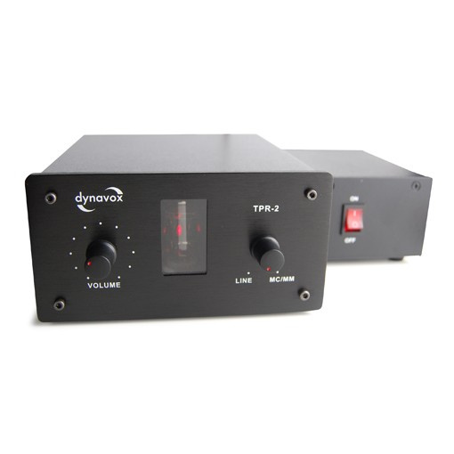 Dynavox TPR-2 rörbestyckad RIAA-förstärkare för vinylspelare, svart