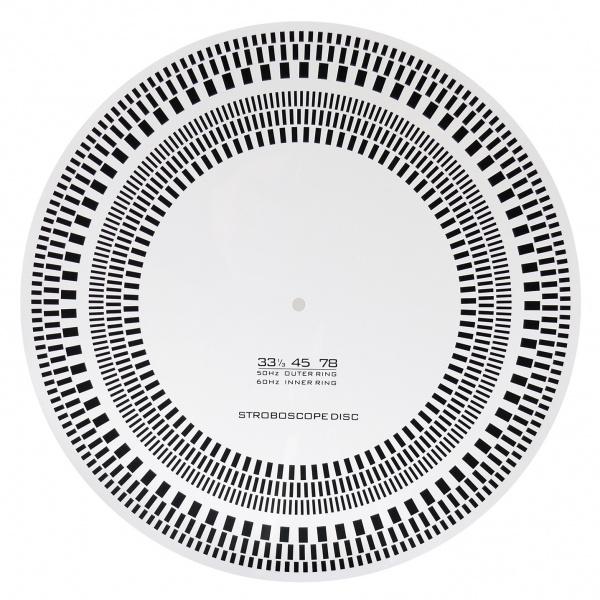 Vit skiva med svarta mönster för stroboskopisk mätning.