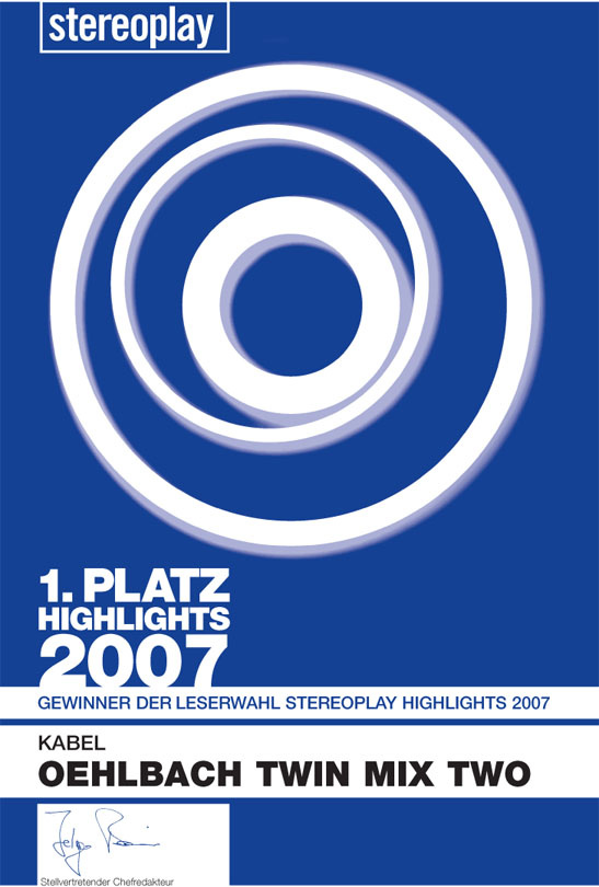 Produktinformation om Oehlbach Twinmix Two högtalarkabel, prisbelönt 2007.