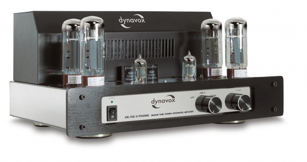 En rörförstärkare med elegant design och kontroller framåt.