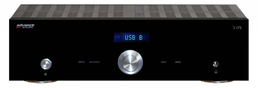 Hifi förstärkare med USB-ingång och Bluetooth-funktion i svart design.