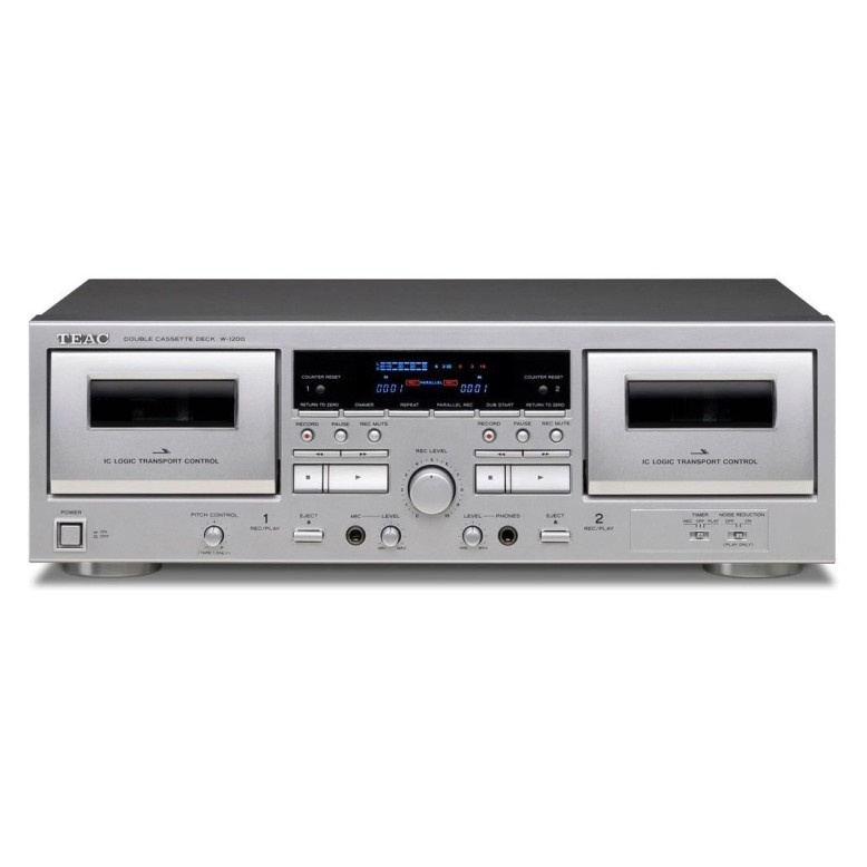Teac W-1200 dubbeldäck kasettband med digitalisering, silver