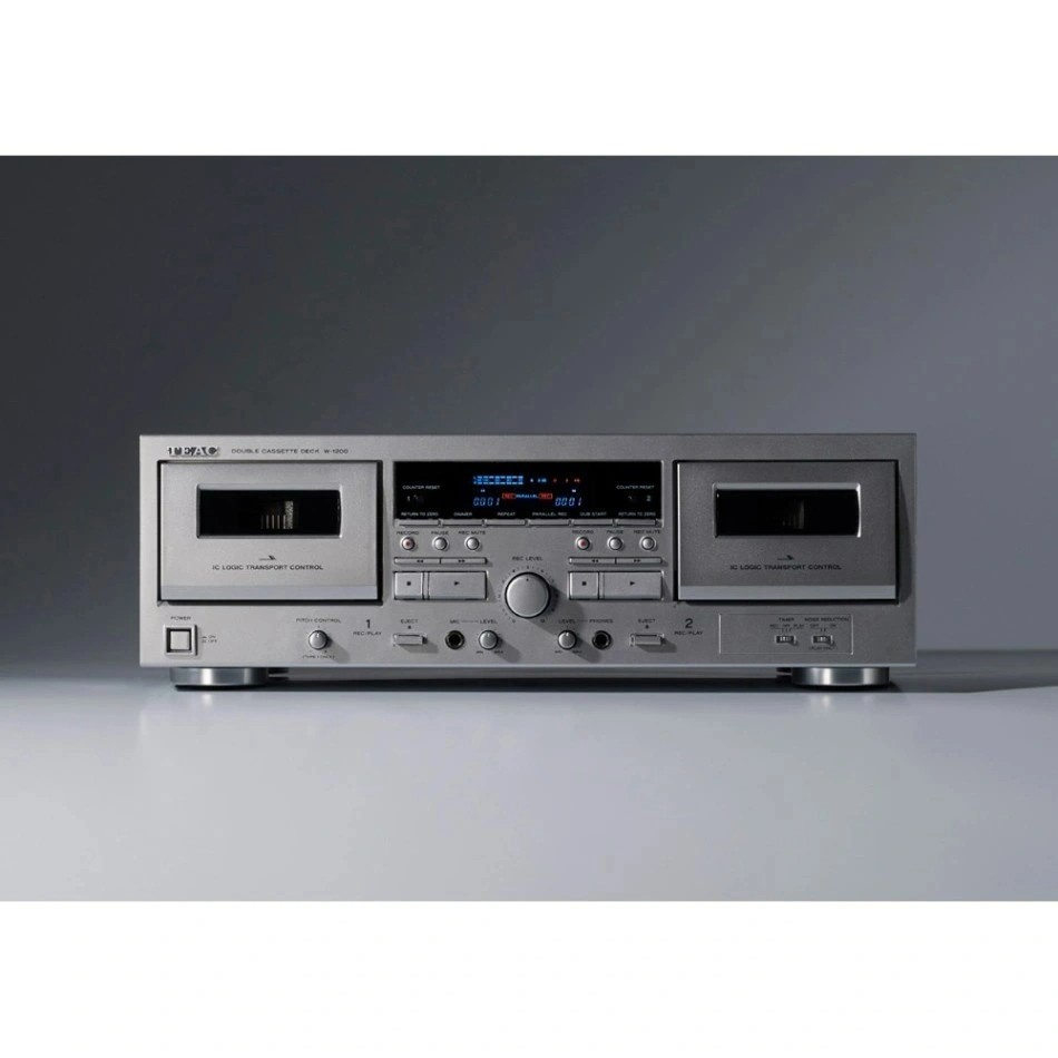 Teac W-1200 dubbeldäck kasettband med digitalisering, silver