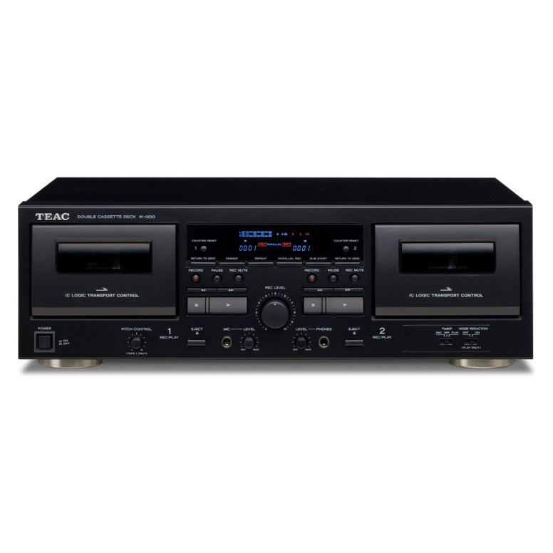 Teac W-1200 dubbeldäck kasettband med digitalisering, svart