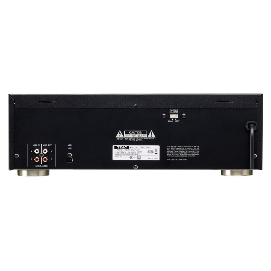 Teac W-1200 dubbeldäck kasettband med digitalisering, svart