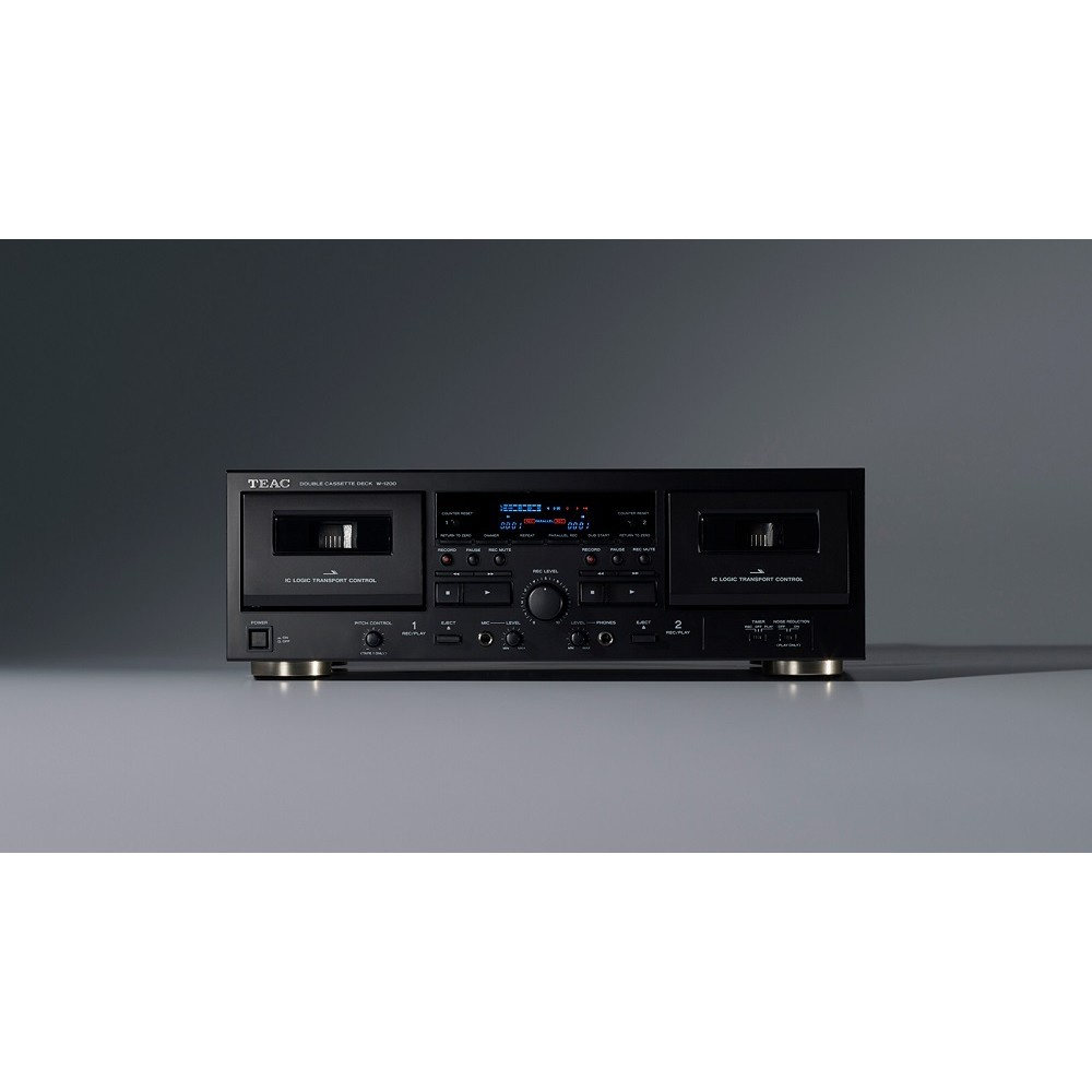 Teac W-1200 dubbeldäck kasettband med digitalisering, svart
