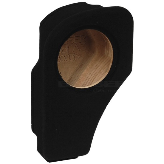 Baskåpa för subwoofer, designad för Audi A3, svart yta.