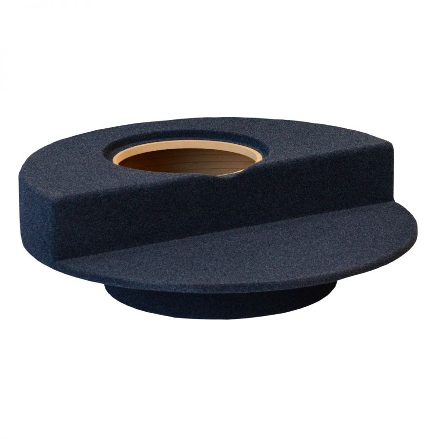 En rund baslåda i mörk filt för BMW 3-serie E46 Touring.