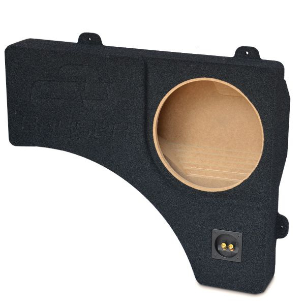 Baslåda för Mercedes Viano, designad för 12-tums element, svart filtöverdrag.