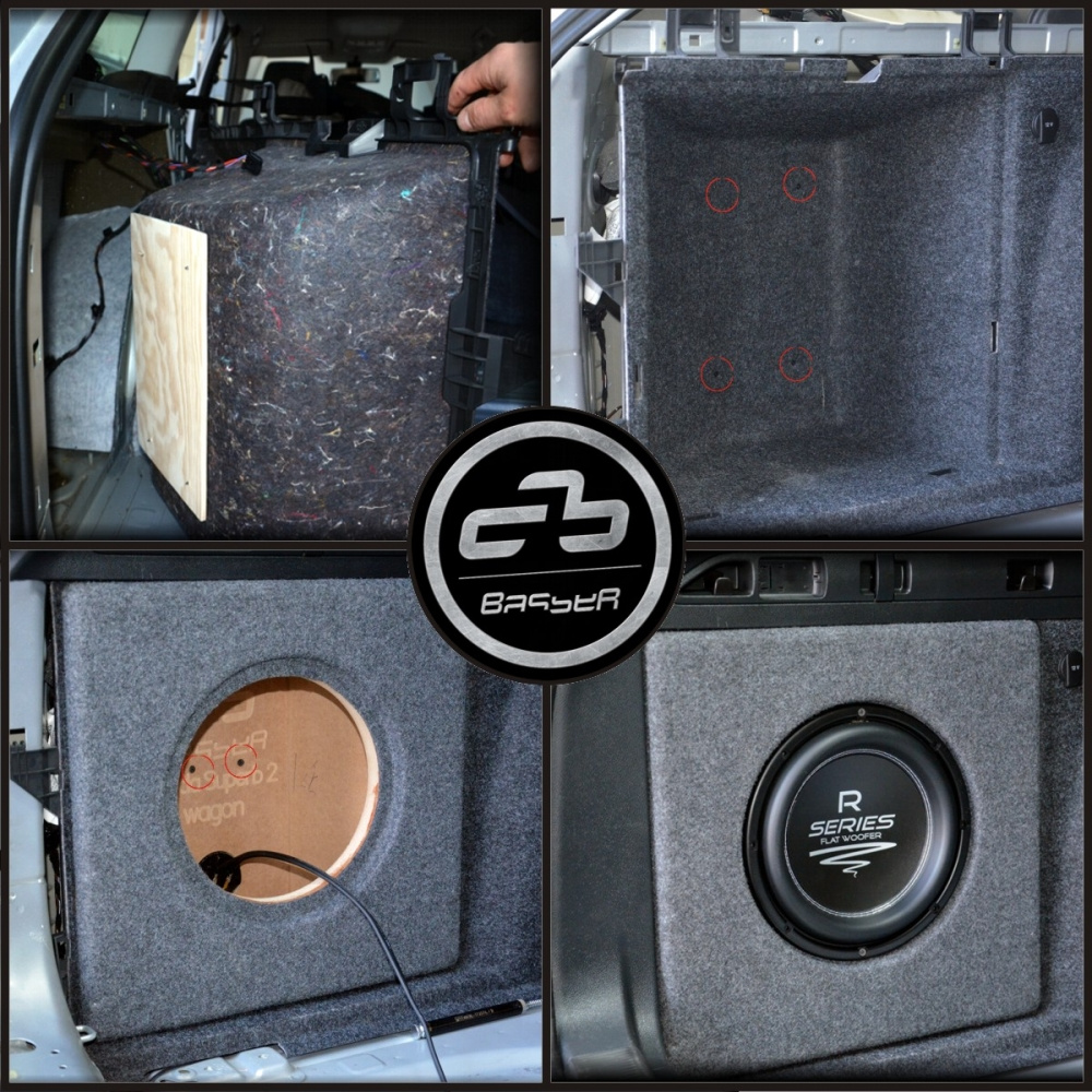 Bilder på en baslåda för Skoda Superb II Kombi, installatör och detaljvy.