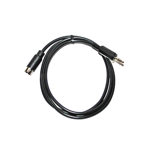 AUX-kabel med kontakt för ljudöverföring, svart, flexibel.