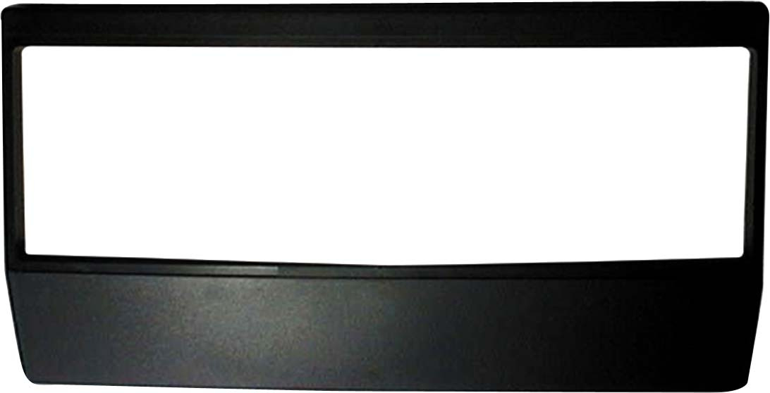 En svart ram för stereoinstallation med ett fönster i mitten.