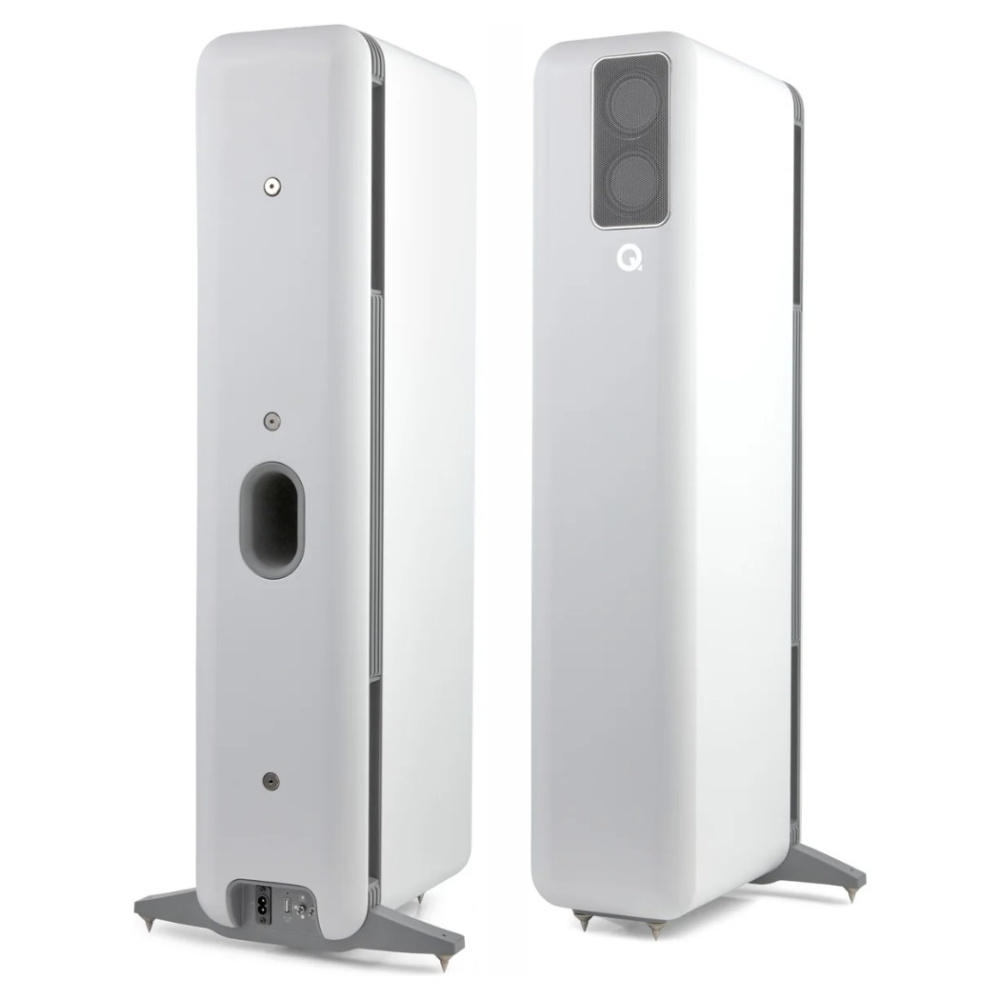 Q Acoustics QActive 400 aktiva golvhögtalare, mattvit par