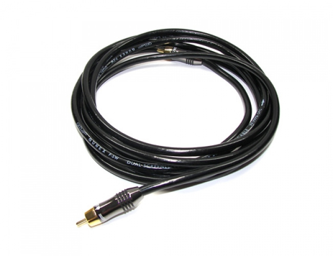 En svart kabel med RCA-kontakter i båda ändar.