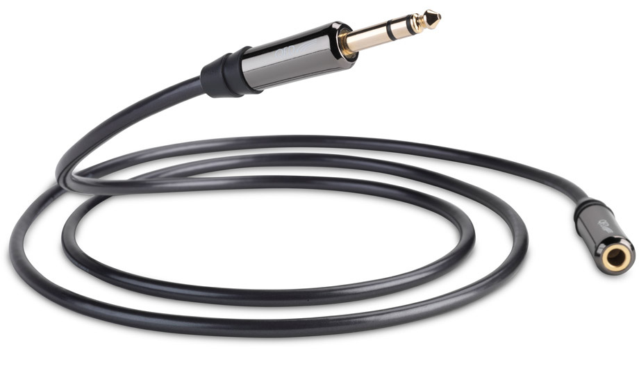 Hörlursförlängningskabel med 6,35 mm kontakt och jack.
