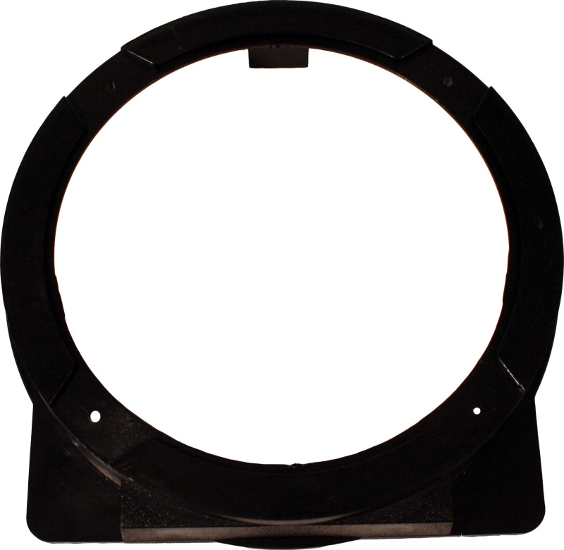 Högtalaradapter i svart plast, rund med uttag för installation.