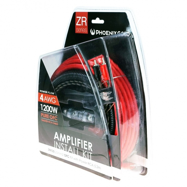 Kabelkit för bilstereoinstallation, 20mm² 100% koppar, inklusive strömkabel och tillbehör.