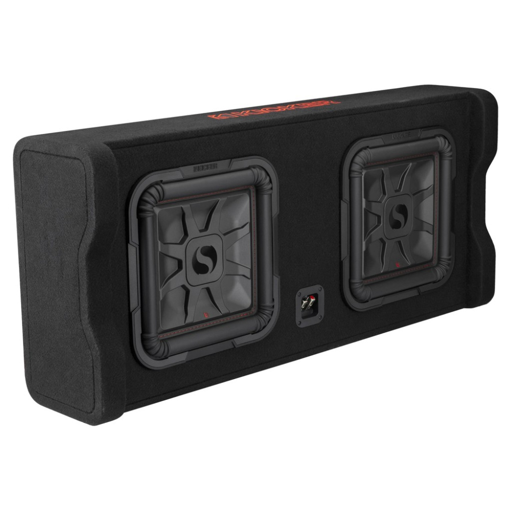 Kicker Solo-Baric DL7TDF122, 2x12 tums nedåtriktad baslåda, 2 ohm