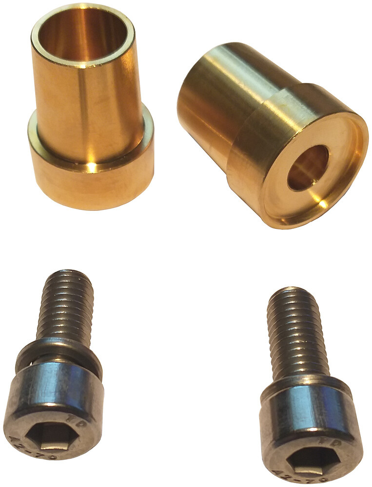 Poladapter för M8-gänga, par av metalladaptrar och skruvar.