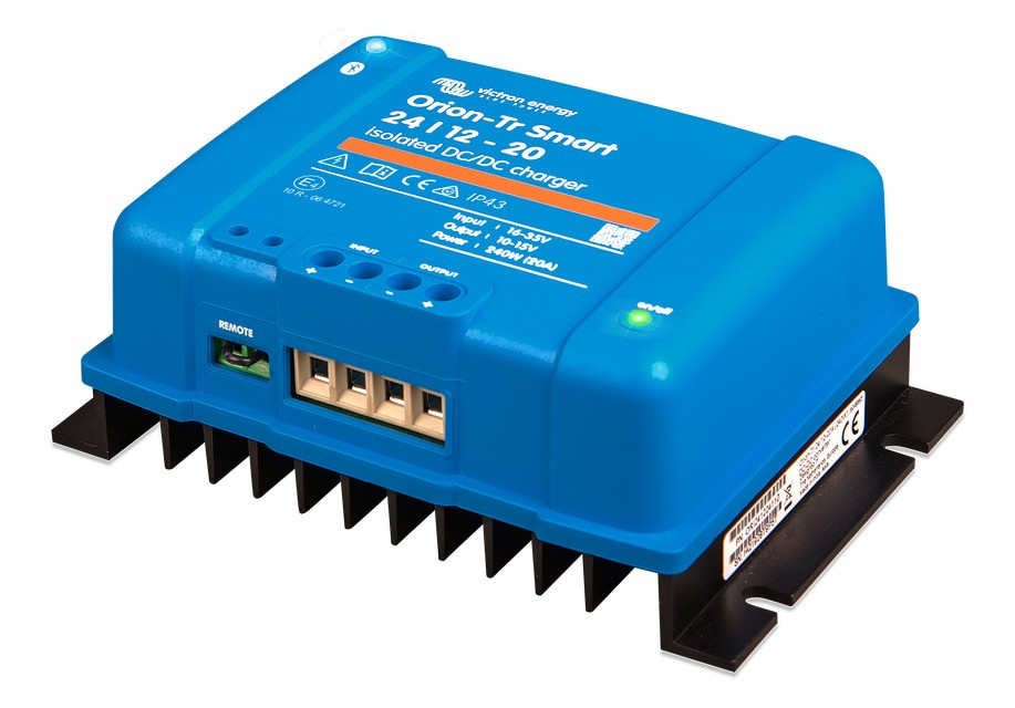 DC-DC-laddare för omvandling av 24V till 12V, 20A, isolerad enhet.