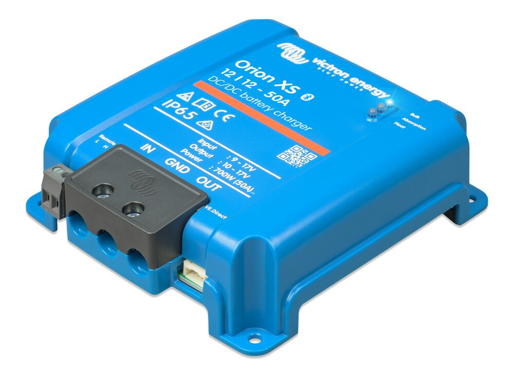 DC-DC-laddare för 12V, 50A, med skyddsklass IP65.