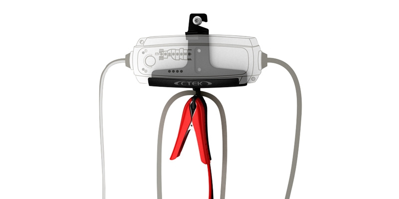 Väggfäste för CTEK batteriladdare med plats för kablar.