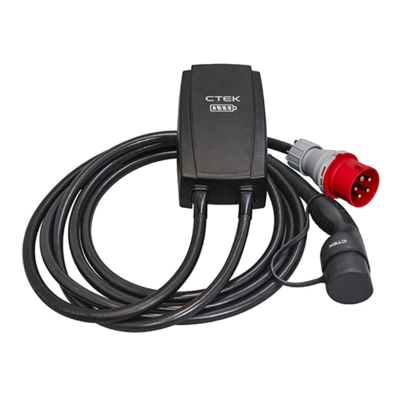 En portabel laddstation för elbil med sladd och kontakt.