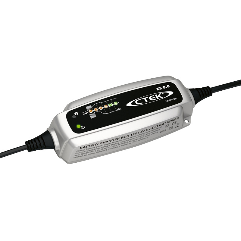 Batteriladdare med indikatorlampor för 12V blybatterier.
