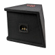 B2 Audio DVPE212, 2x12 tums baslåda En svart 2x12 tums baslåda med närbild på anslutning.
