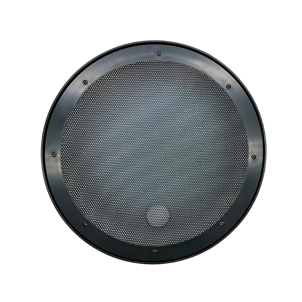 Rundt högtalargaller i metall för 10-tums högtalare.