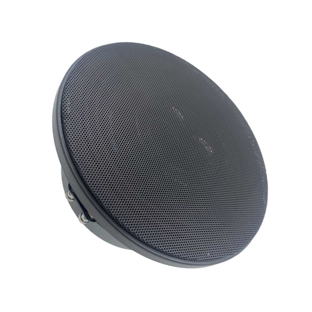 Koaxialhögtalare med rund design och svart galler för ljudåtergivning.