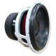 B² Audio RAMPAGE 18 D2 ELITE, 18 tum baselement En 18 tum subwoofer med kraftig kon och vit ram.